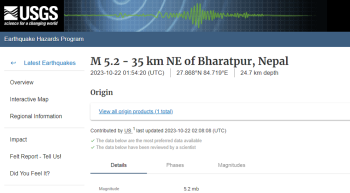 अपडेट : भरतपुर केन्द्र बिन्दू भएर ५.२ म्याग्नीच्यूटकाे भूकम्प