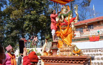 बनेपामा ६२ लाखकाे लागतमा पञ्चधातुबाट निर्मित गणेशकाे मूर्ति अनावरण