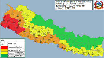 माैसम अपडेट : बागमती, गण्डकी र लुम्बिनीका केही स्थानमा अति भारी वर्षाको सम्भावना